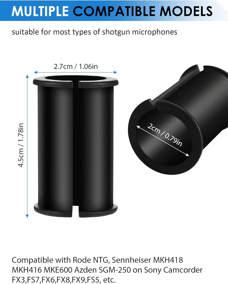 Etour 6 Pcs Microphone Shock Mount Rubber Spacer Tube Microphone Sleeve Washer Compatible with Sony Camcorder Rode NTG, Sennheiser MKH Shotgun Mic FX3,FS7,FX6,FX8,FX9,NX80,FS5 - Image 5